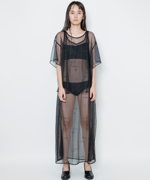 i(アイ)の「IKUMI PRINT MESH ONE-PIECE(ワンピース・レディース・ホワイト/ブラック・FREE)」の3枚目の写真