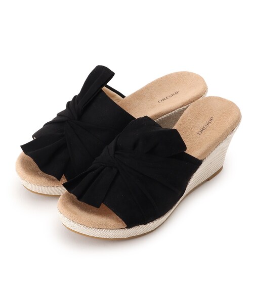 DRESKIP（ドレスキップ）の「◆【歩きやすい/ふかふか/まが～る】 ねじりリボンサンダル（サンダル・レディース・ブラック/ベージュ系/ブラウン系/イエロー/ブルー系3・25/55/45/35）」の2枚目の写真