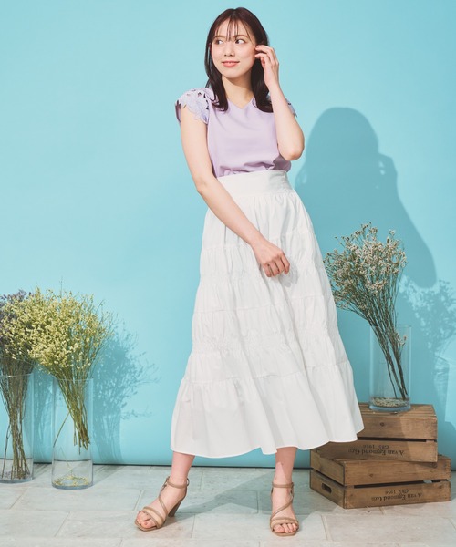 NOELA(ノエラ)の「フラワーカットワークトップス(Tシャツ/カットソー・レディース・ラベンダー/ネイビー/オフホワイト・フリー)」の12枚目の写真