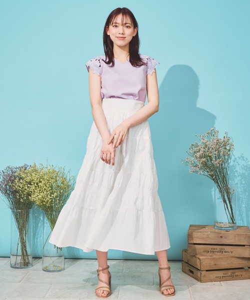 NOELA(ノエラ)の「フラワーカットワークトップス(Tシャツ/カットソー・レディース・ラベンダー/ネイビー/オフホワイト・フリー)」の14枚目の写真