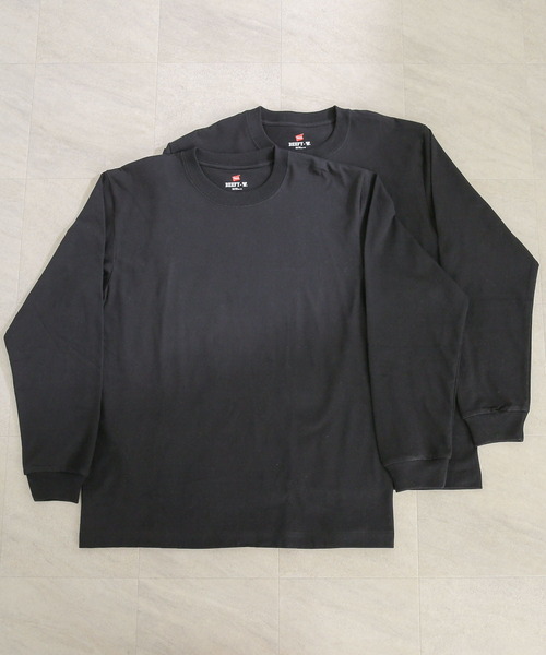 SENSE OF PLACE by URBAN RESEARCH(センスオブプレイスバイアーバンリサーチ)の「『WEB限定』Hanes BEEFY LONG SLEEVE T-SHIRTS 2P(Tシャツ/カットソー・メンズ・ホワイト/ブラック・MEDIUM/LARGE/X-LARGE)」の2枚目の写真