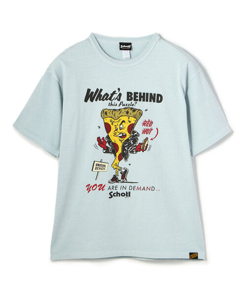 schott（ショット）の「Schott/ショット/PIZZA BOY T-SHIRT/ピザボーイ Tシャツ（Tシャツ/カットソー・メンズ・サックスブルー/ホワイト/オレンジ・X-LARGE/LARGE/MEDIUM/XX-LARGE）」の3枚目の写真