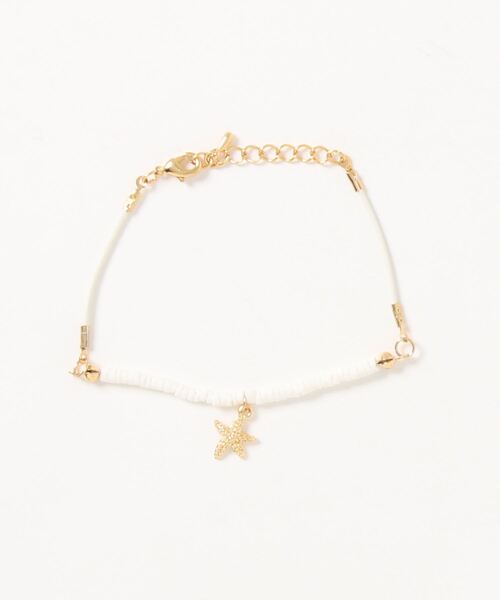 L.H.P(エルエイチピー)の「Raffins/ラフィンズ/ビーズブレスレット(バングル/リストバンド・レディース・ホワイト/ベージュ/サックスブルー/ピンク/ブルー/ベビーピンク・FREE)」の2枚目の写真