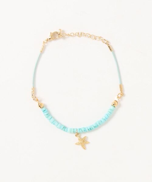 L.H.P(エルエイチピー)の「Raffins/ラフィンズ/ビーズブレスレット(バングル/リストバンド・レディース・ホワイト/ベージュ/サックスブルー/ピンク/ブルー/ベビーピンク・FREE)」の3枚目の写真