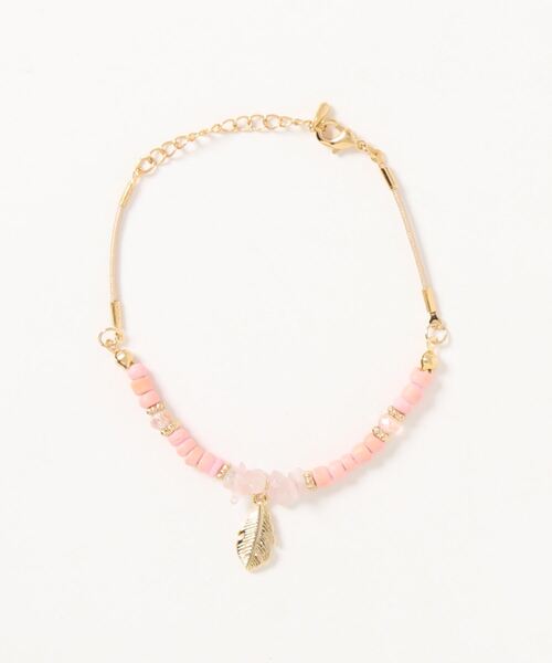 L.H.P(エルエイチピー)の「Raffins/ラフィンズ/ビーズブレスレット(バングル/リストバンド・レディース・ホワイト/ベージュ/サックスブルー/ピンク/ブルー/ベビーピンク・FREE)」の5枚目の写真