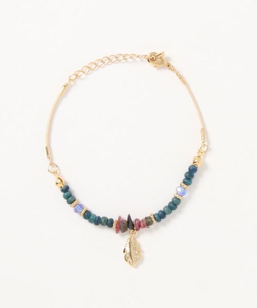 L.H.P(エルエイチピー)の「Raffins/ラフィンズ/ビーズブレスレット(バングル/リストバンド・レディース・ホワイト/ベージュ/サックスブルー/ピンク/ブルー/ベビーピンク・FREE)」の4枚目の写真