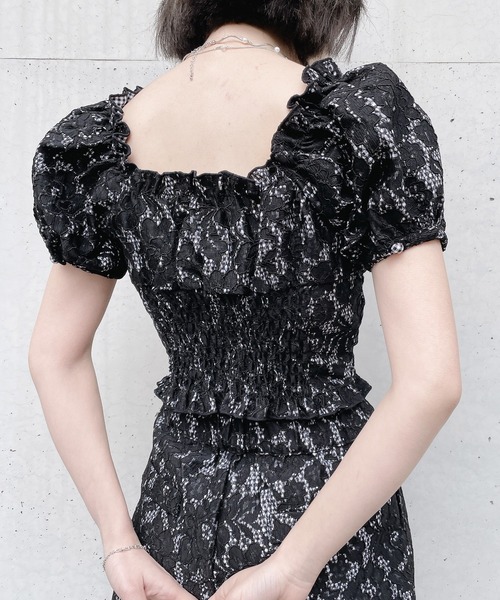 lilLilly(リルリリー)の「ギンガムレースブラウス(シャツ/ブラウス・レディース・ベージュ/ブラック・FREE)」の4枚目の写真