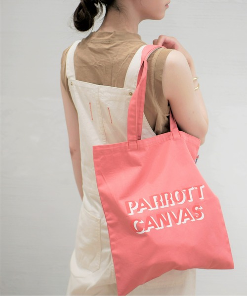 PARROTT CANVAS(パロットキャンバス)の「PARROTT CANVAS/パロットキャンバス Logo Bag(トートバッグ・レディース・グリーン/ホワイト/ピンク/ベージュ・ONE SIZE)」の4枚目の写真