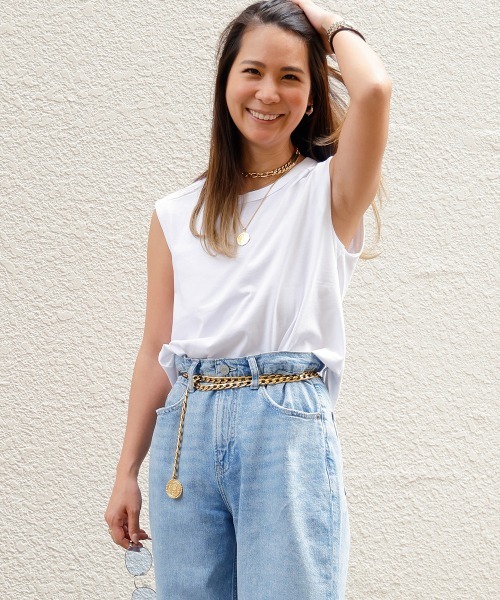 GAP（ギャップ）の「ソフトジャージー 丸裾 タンクトップ（タンクトップ・レディース・グリーン/グレー/ベージュ/ホワイト/ブルー/ブラック・L/XL/S/XS/M/XXS）」の2枚目の写真