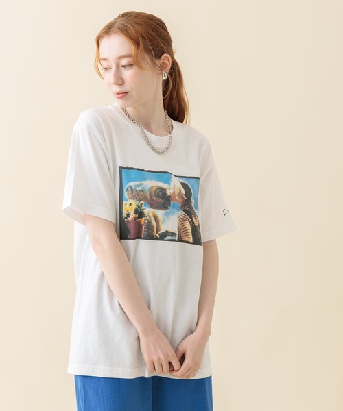 Paradise Picnic(パラダイスピクニック)の「ET フィルムアートTシャツ(Tシャツ/カットソー・レディース・ベージュ/ブルー・FREE)」の4枚目の写真