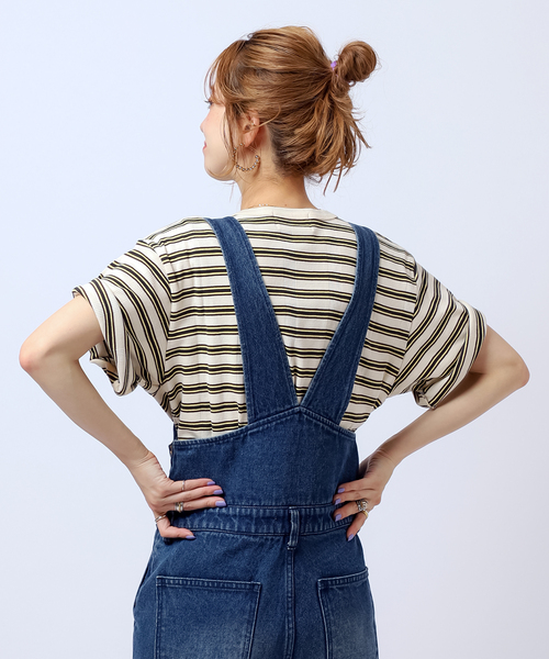 B.C STOCK（ベーセーストック）の「CRH RIB BORDER クルーネックTシャツ（Tシャツ/カットソー・メンズ・ブラウン/アイボリー・MEDIUM/LARGE/SMALL）」の10枚目の写真