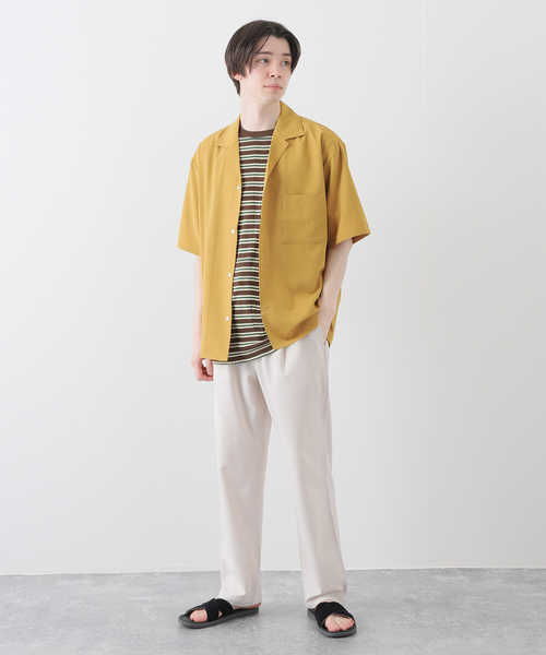 B.C STOCK（ベーセーストック）の「CRH RIB BORDER クルーネックTシャツ（Tシャツ/カットソー・メンズ・ブラウン/アイボリー・MEDIUM/LARGE/SMALL）」の14枚目の写真