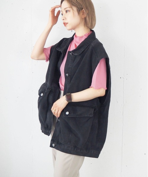 tiptop（ティップトップ）の「デニムBIGベスト（ベスト・レディース・ブラック/ブルー・FREE）」の5枚目の写真