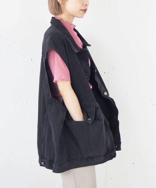 tiptop（ティップトップ）の「デニムBIGベスト（ベスト・レディース・ブラック/ブルー・FREE）」の6枚目の写真