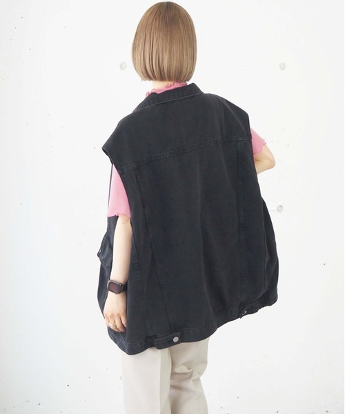 tiptop（ティップトップ）の「デニムBIGベスト（ベスト・レディース・ブラック/ブルー・FREE）」の7枚目の写真