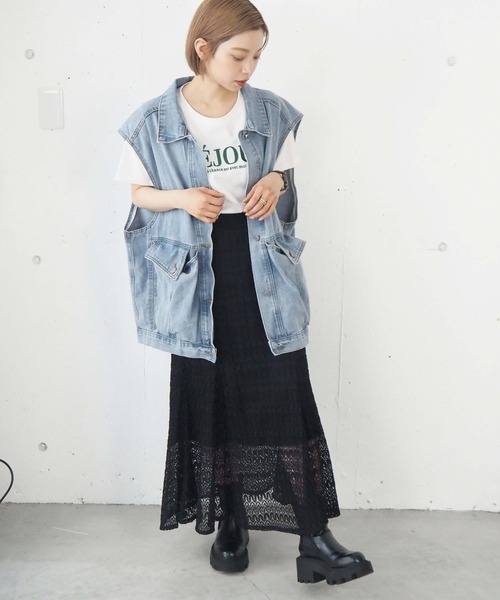 tiptop（ティップトップ）の「デニムBIGベスト（ベスト・レディース・ブラック/ブルー・FREE）」の13枚目の写真