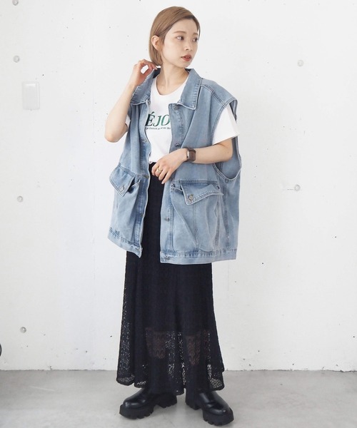 tiptop（ティップトップ）の「デニムBIGベスト（ベスト・レディース・ブラック/ブルー・FREE）」の12枚目の写真