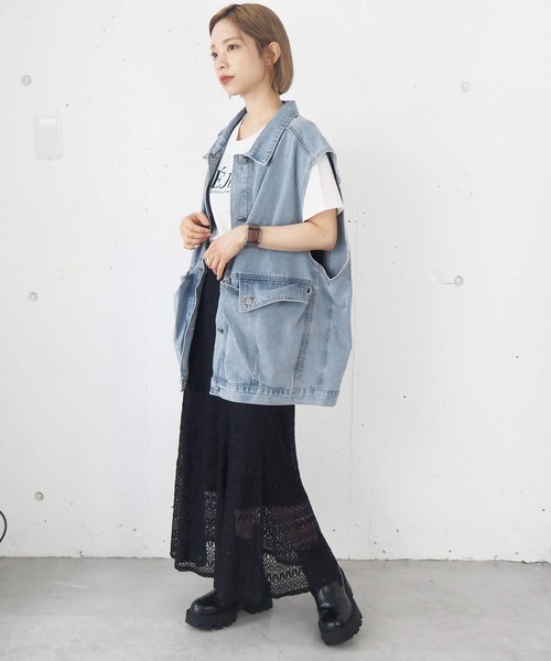 tiptop（ティップトップ）の「デニムBIGベスト（ベスト・レディース・ブラック/ブルー・FREE）」の11枚目の写真