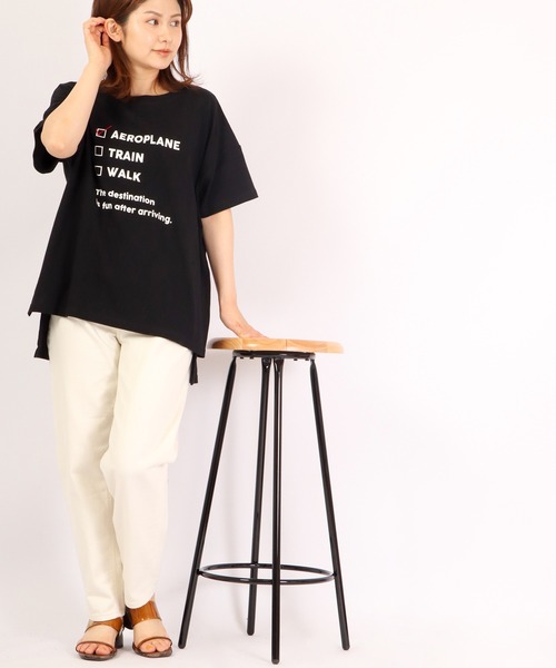 FUNALIVE(ファンアライブ)の「AMERICAN FUDGE トラベルモチーフ5分袖Tシャツ(Tシャツ/カットソー・レディース・グリーン/ラベンダー/ナチュラル/オフホワイト/ブラック・FREE)」の15枚目の写真