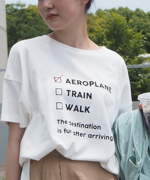 FUNALIVE(ファンアライブ)の「AMERICAN FUDGE トラベルモチーフ5分袖Tシャツ(Tシャツ/カットソー・レディース・グリーン/ラベンダー/ナチュラル/オフホワイト/ブラック・FREE)」の9枚目の写真