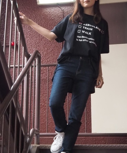 FUNALIVE(ファンアライブ)の「AMERICAN FUDGE トラベルモチーフ5分袖Tシャツ(Tシャツ/カットソー・レディース・グリーン/ラベンダー/ナチュラル/オフホワイト/ブラック・FREE)」の14枚目の写真