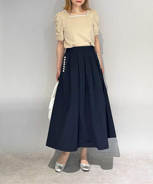 PICCIN PERLA（ピッチンペルラ）の「ポケットパールタックスカート（スカート・レディース・ブラック/ネイビー・S/M）」の10枚目の写真