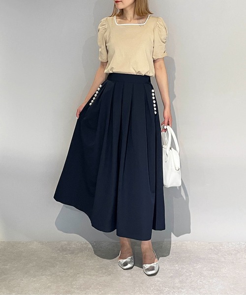 PICCIN PERLA（ピッチンペルラ）の「ポケットパールタックスカート（スカート・レディース・ブラック/ネイビー・S/M）」の14枚目の写真