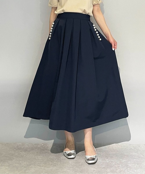 PICCIN PERLA（ピッチンペルラ）の「ポケットパールタックスカート（スカート・レディース・ブラック/ネイビー・S/M）」の5枚目の写真