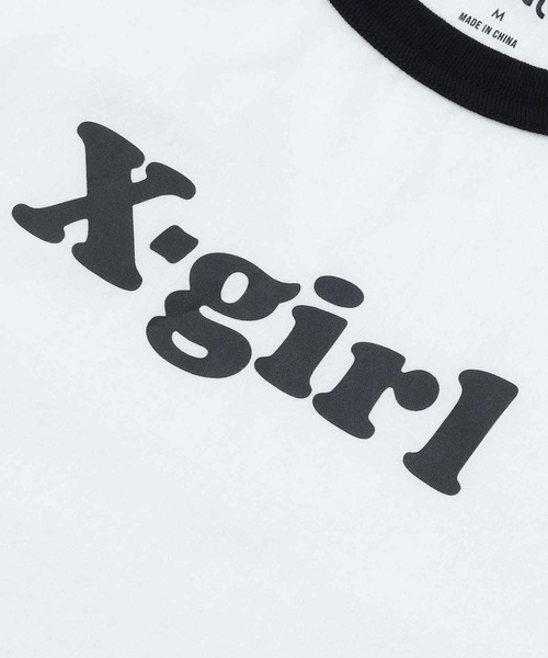 X-girl（エックスガール）の「LOGO RINGER S/S TEE/ブランドロゴ リンガーTシャツ（Tシャツ/カットソー・レディース・チャコール/ホワイト/ライトパープル・S/M）」の6枚目の写真