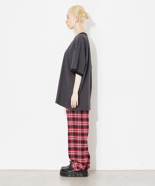 X-girl（エックスガール）の「LOGO RINGER S/S TEE/ブランドロゴ リンガーTシャツ（Tシャツ/カットソー・レディース・チャコール/ホワイト/ライトパープル・S/M）」の12枚目の写真