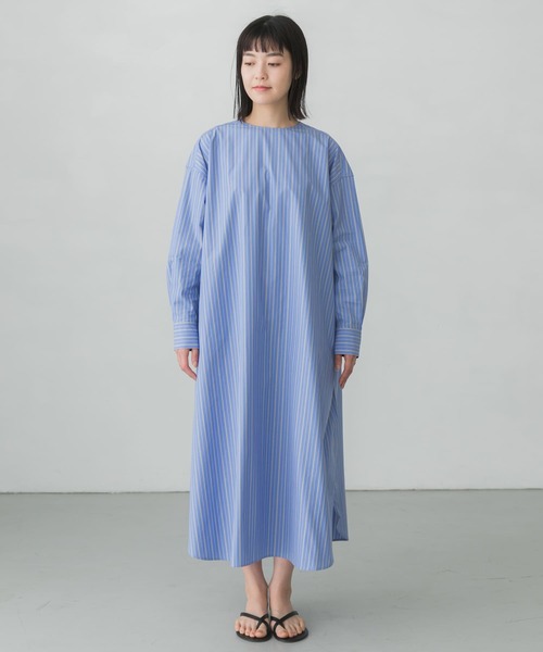 かぐれ（カグレ）の「ストライプクルーネックワンピース（ワンピース・レディース・オフホワイト/ブルー・FREE）」の10枚目の写真