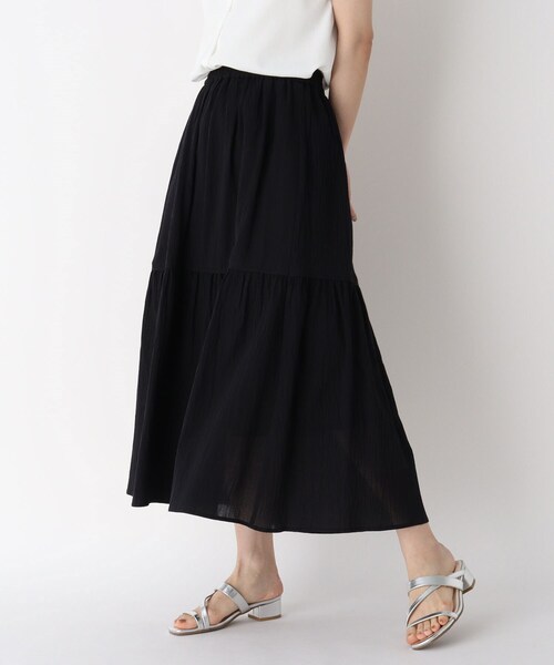 ITS'DEMO（イッツデモ）の「◆コットン(綿)楊柳ティアードスカート（スカート・レディース・ブラック/グリーン/オレンジ/ピンク系・00）」の2枚目の写真