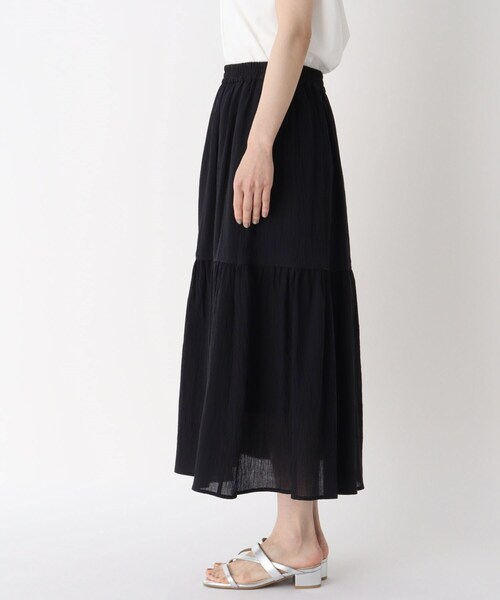 ITS'DEMO（イッツデモ）の「◆コットン(綿)楊柳ティアードスカート（スカート・レディース・ブラック/グリーン/オレンジ/ピンク系・00）」の5枚目の写真