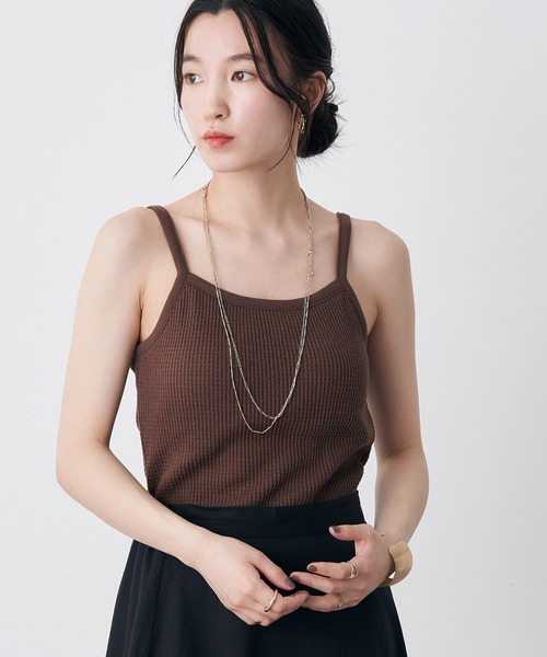 earth music&ecology（アースミュージックアンドエコロジー）の「カップ付きキャミソール（キャミソール・レディース・チャコールグレー/アイボリー/グレイッシュベージュ/ダークブラウン・S/M）」の4枚目の写真