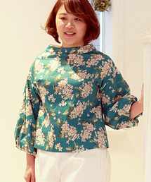 【美品】ク39 LOURMARIN ルールマラン　リバティブラウス　黒　花柄 美品】ク39 LOURMARIN ルールマラン リバティブラウス 黒 花柄