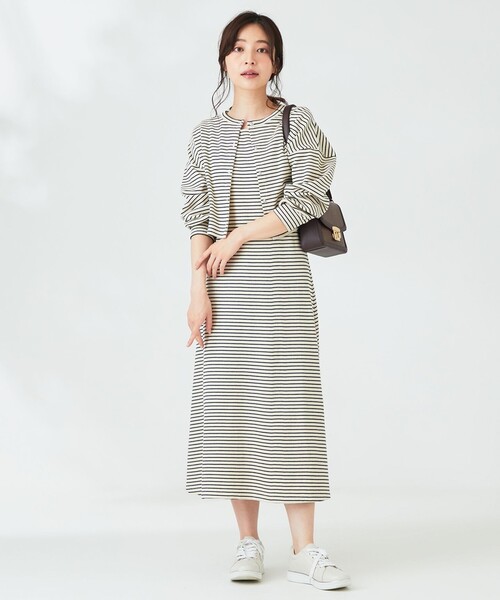 セール】【2SET】カーデツインボーダー ワンピース セット