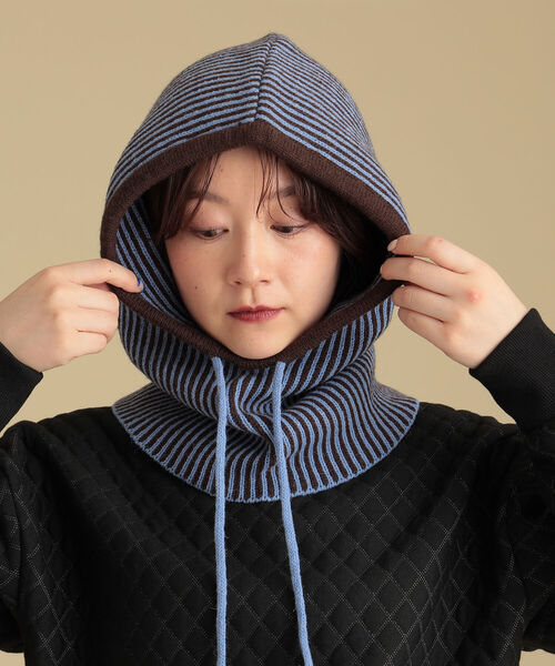 Ray BEAMS（レイビームス）の「Ray BEAMS / ピンストライプ フーディー（ニットキャップ/ビーニー・レディース・ブルー/オレンジ・ONE SIZE）」の4枚目の写真