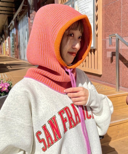 Ray BEAMS（レイビームス）の「Ray BEAMS / ピンストライプ フーディー（ニットキャップ/ビーニー・レディース・ブルー/オレンジ・ONE SIZE）」の2枚目の写真