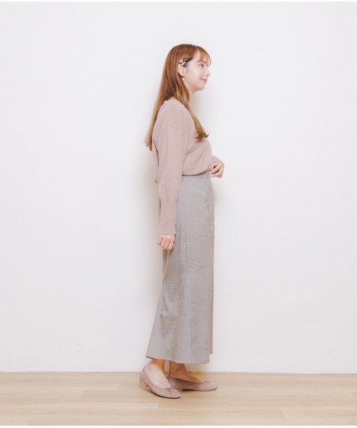 flower(フラワー)の「チェックマーメイドスカート(スカート・レディース・ベージュ/ブラウン・FREE)」の7枚目の写真