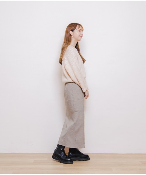 flower(フラワー)の「チェックマーメイドスカート(スカート・レディース・ベージュ/ブラウン・FREE)」の14枚目の写真