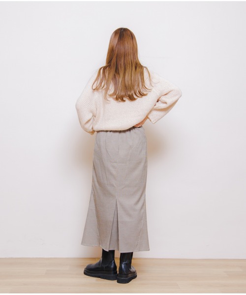 flower(フラワー)の「チェックマーメイドスカート(スカート・レディース・ベージュ/ブラウン・FREE)」の15枚目の写真