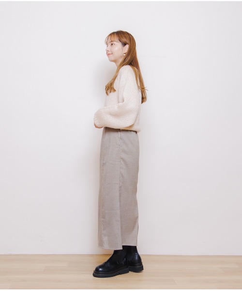 flower(フラワー)の「チェックマーメイドスカート(スカート・レディース・ベージュ/ブラウン・FREE)」の16枚目の写真