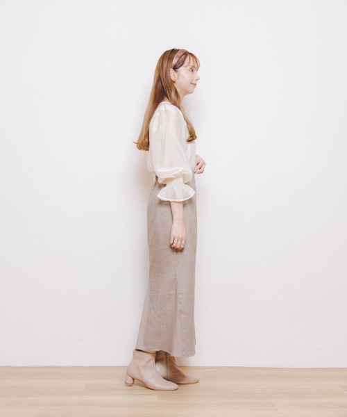 flower(フラワー)の「チェックマーメイドスカート(スカート・レディース・ベージュ/ブラウン・FREE)」の22枚目の写真