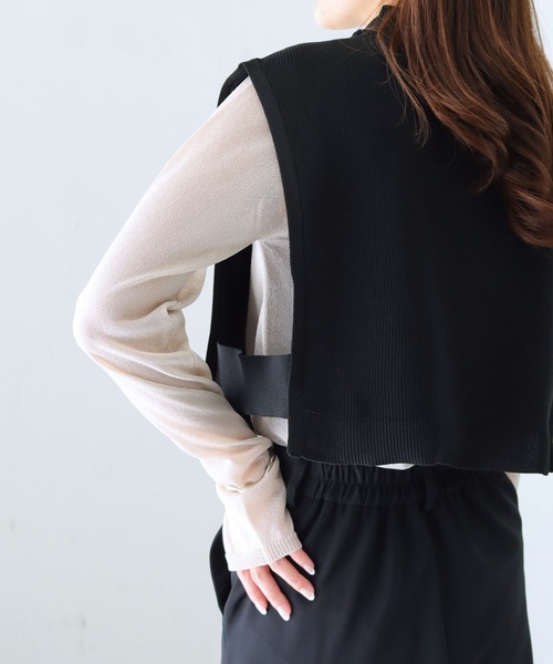 cheriella（シェリエラ）の「【cheriella】WEB限定ダンボールニットショートベスト（ベスト・レディース・ブラック・M）」の4枚目の写真