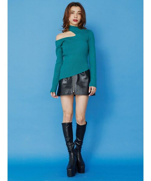 EVRIS（エヴリス）の「フェイクレザージップミニスカート（スカート・レディース・ブラック/ブラウン/ブルー・SMALL/MEDIUM）」の9枚目の写真