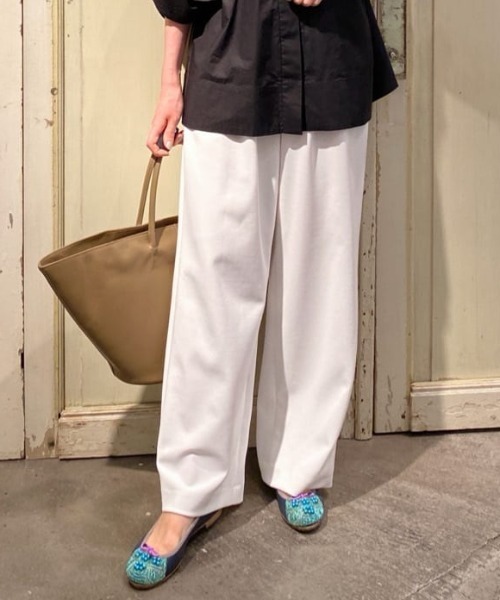 BEARDSLEY（ビアズリー）の「トラックバギーパンツ：低身長・ウエストゴム・高身長にも３サイズ展開（その他パンツ・レディース・ホワイト/ブラック・1/2/0）」の5枚目の写真