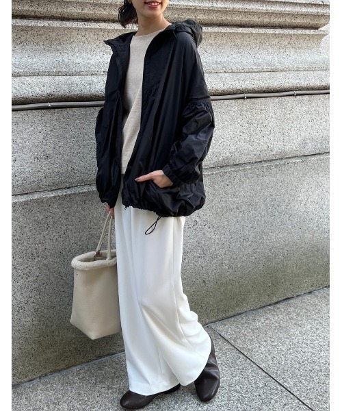 BEARDSLEY（ビアズリー）の「トラックバギーパンツ：低身長・ウエストゴム・高身長にも３サイズ展開（その他パンツ・レディース・ホワイト/ブラック・1/2/0）」の18枚目の写真