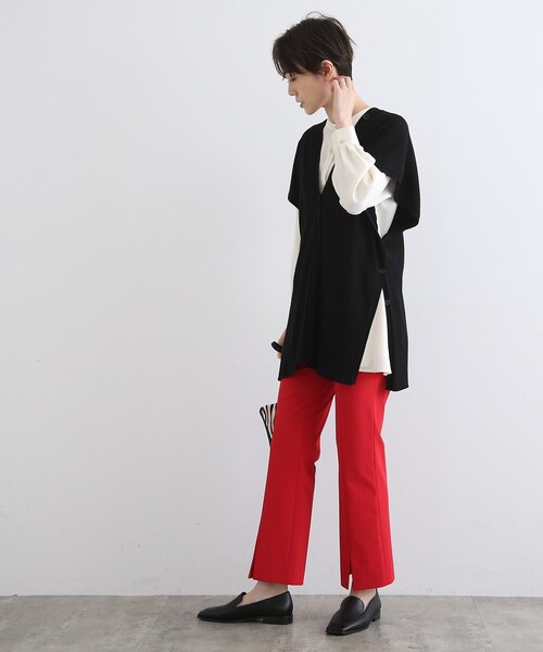 INDIVI(インディヴィ)の「【褒められパンツ/洗える/接触冷感/UVケア】スリット入りストレートパンツ(その他パンツ・レディース・ブラック/ブラウン系その他/レッド系1/ダークグリーン系5・03/05/07/12/13/15 /17/19/34/36/38/40/42)」の7枚目の写真
