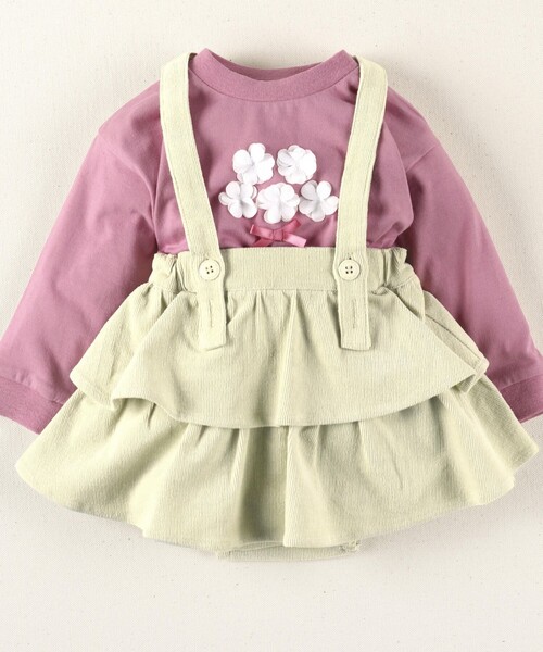 BRANSHES(ブランシェス)の「2段フリルベビーサロペット(サロペット/オーバーオール・キッズ・クリーム/ブラウン・70/80)」の20枚目の写真