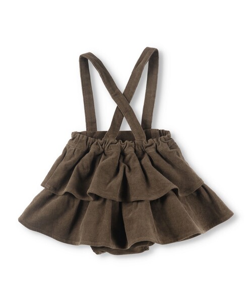BRANSHES(ブランシェス)の「2段フリルベビーサロペット(サロペット/オーバーオール・キッズ・クリーム/ブラウン・70/80)」の3枚目の写真